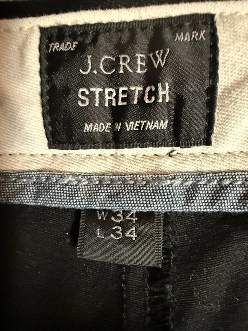 J.Crew 484 Slim-Fit Stretch Chino Pants Mens 34x34 Black Garment-Dyed